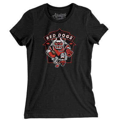 New Jersey Red Dogs Arena Football Women's T-Shirt-Black-Allegiant Goods Co. Vintage Sports Apparel