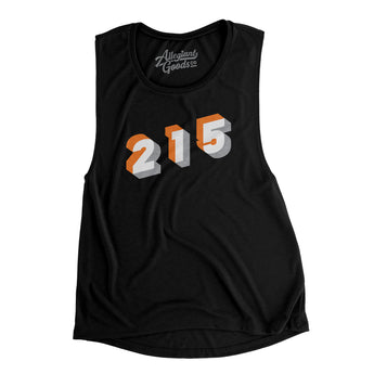 Philadelphia 215 Area Code Women's Flowey Scoopneck Muscle Tank-Allegiant Goods Co. Vintage Sports Apparel