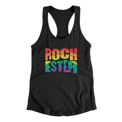 Rochester New York Pride Women's Racerback Tank-Black-Allegiant Goods Co. Vintage Sports Apparel