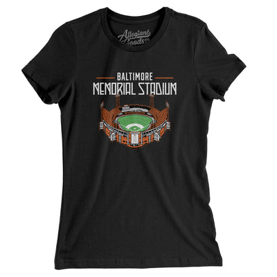 Baltimore Memorial Stadium Women's T-Shirt-Black-Allegiant Goods Co. Vintage Sports Apparel