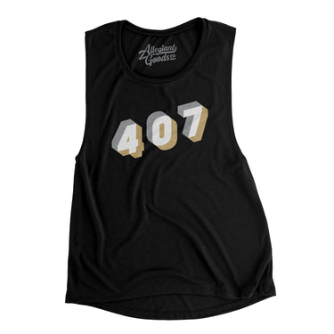 Orlando 407 Area Code Women's Flowey Scoopneck Muscle Tank-Allegiant Goods Co. Vintage Sports Apparel