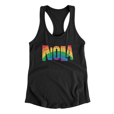 New Orleans Louisiana Pride Women's Racerback Tank-Black-Allegiant Goods Co. Vintage Sports Apparel