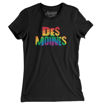 Des Moines Iowa Pride Women's T-Shirt-Black-Allegiant Goods Co. Vintage Sports Apparel