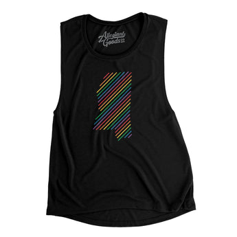 Mississippi Pride State Flowey Scoopneck Muscle Tank-Allegiant Goods Co. Vintage Sports Apparel