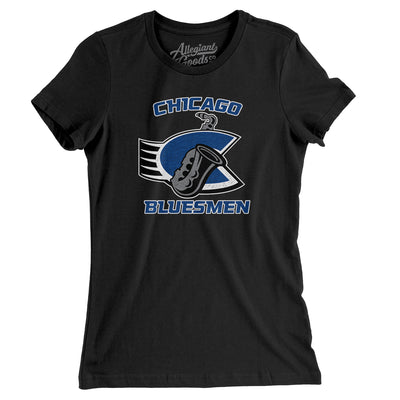 Chicago Bluesmen Roller Hockey Women's T-Shirt-Black-Allegiant Goods Co. Vintage Sports Apparel