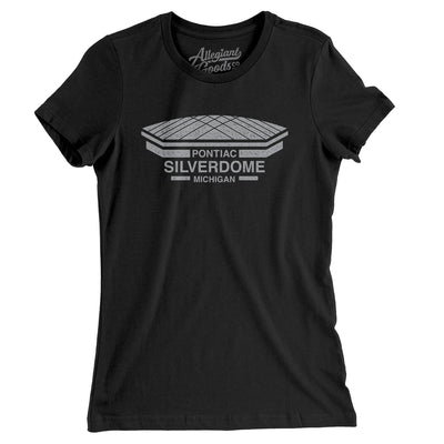 Detroit Silverdome Women's T-Shirt-Black-Allegiant Goods Co. Vintage Sports Apparel