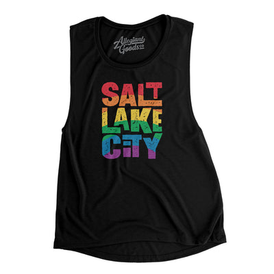 Salt Lake City Utah Pride Women's Flowey Scoopneck Muscle Tank-Black-Allegiant Goods Co. Vintage Sports Apparel