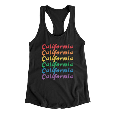 California Pride Women's Racerback Tank-Black-Allegiant Goods Co. Vintage Sports Apparel