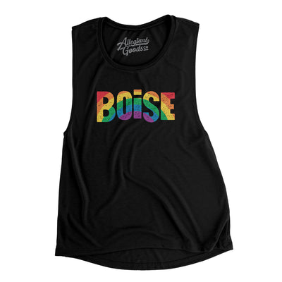 Boise Idaho Pride Women's Flowey Scoopneck Muscle Tank-Black-Allegiant Goods Co. Vintage Sports Apparel
