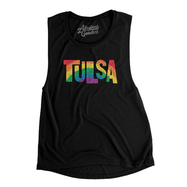 Tulsa Oklahoma Pride Women's Flowey Scoopneck Muscle Tank-Allegiant Goods Co. Vintage Sports Apparel