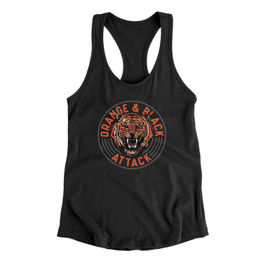 Orange & Black Attack Women's Racerback Tank-Allegiant Goods Co. Vintage Sports Apparel