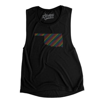 Oklahoma Pride State Flowey Scoopneck Muscle Tank-Allegiant Goods Co. Vintage Sports Apparel