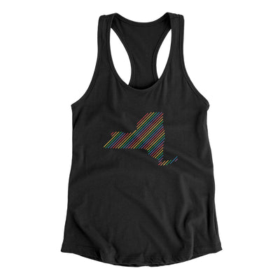 New York Pride State Women's Racerback Tank-Black-Allegiant Goods Co. Vintage Sports Apparel