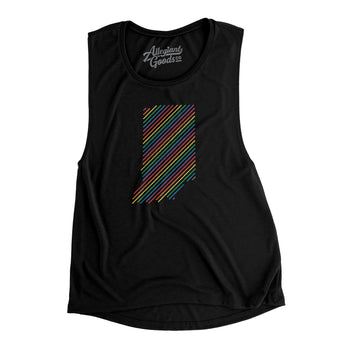 Indiana Pride State Flowey Scoopneck Muscle Tank-Allegiant Goods Co. Vintage Sports Apparel