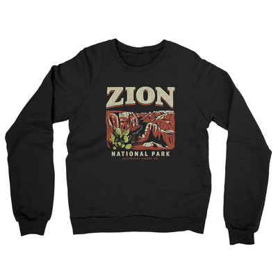 Zion National Park Midweight Crewneck Sweatshirt-Black-Allegiant Goods Co. Vintage Sports Apparel