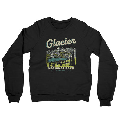 Glacier National Park Midweight Crewneck Sweatshirt-Black-Allegiant Goods Co. Vintage Sports Apparel