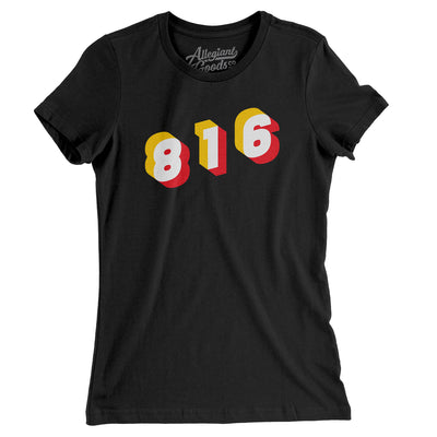 Kansas City 816 Area Code Women's T-Shirt-Black-Allegiant Goods Co. Vintage Sports Apparel