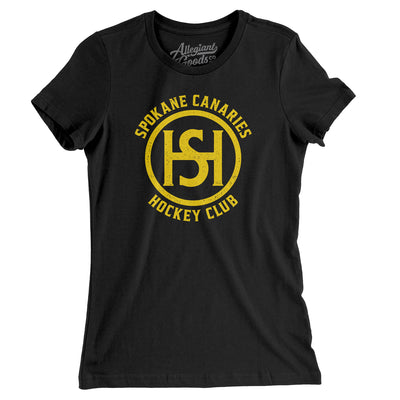 Spokane Canaries Hockey Women's T-Shirt-Black-Allegiant Goods Co. Vintage Sports Apparel