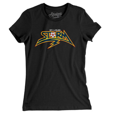 St. Louis Storm Soccer Women's T-Shirt-Black-Allegiant Goods Co. Vintage Sports Apparel