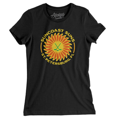 Suncoast Suns Hockey Women's T-Shirt-Black-Allegiant Goods Co. Vintage Sports Apparel