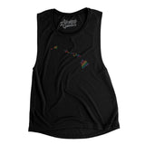 Hawaii Pride State Flowey Scoopneck Muscle Tank-Black-Allegiant Goods Co. Vintage Sports Apparel