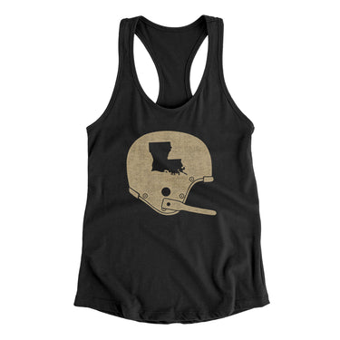 Louisiana Vintage Football Helmet Women's Racerback Tank-Allegiant Goods Co. Vintage Sports Apparel