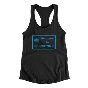 Welcome To Poundtown Women's Racerback Tank-Allegiant Goods Co. Vintage Sports Apparel