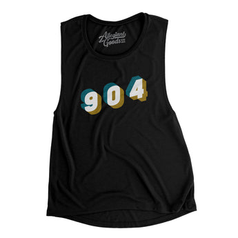 Jacksonville 904 Area Code Women's Flowey Scoopneck Muscle Tank-Black-Allegiant Goods Co. Vintage Sports Apparel
