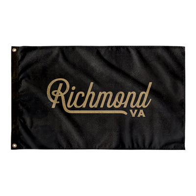 Richmond Virginia Wall Flag (Black & Gold)-Wall Flag - 36"x60"-Allegiant Goods Co. Vintage Sports Apparel