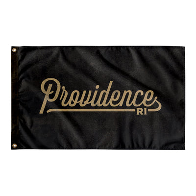 Providence Rhode Island Wall Flag (Black & Gold)-Wall Flag - 36"x60"-Allegiant Goods Co. Vintage Sports Apparel