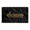 Sacramento California Wall Flag (Black & Gold)-Wall Flag - 36"x60"-Allegiant Goods Co. Vintage Sports Apparel