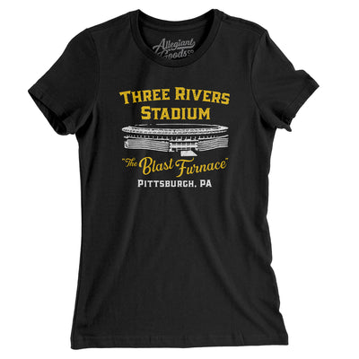 Pittsburgh Three Rivers Stadium Women's T-Shirt-Black-Allegiant Goods Co. Vintage Sports Apparel