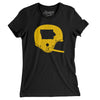 Iowa Vintage Football Helmet Women's T-Shirt-Black-Allegiant Goods Co. Vintage Sports Apparel