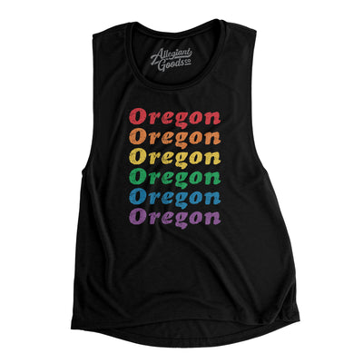 Oregon Pride Women's Flowey Scoopneck Muscle Tank-Black-Allegiant Goods Co. Vintage Sports Apparel