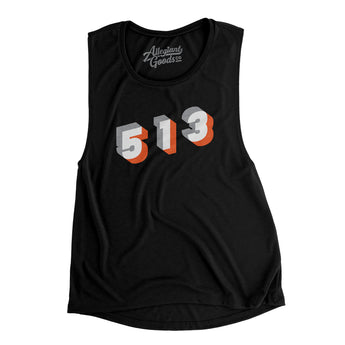 Cincinnati 513 Area Code Women's Flowey Scoopneck Muscle Tank-Allegiant Goods Co. Vintage Sports Apparel
