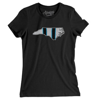 North Carolina Helmet Stripes Women's T-Shirt-Black-Allegiant Goods Co. Vintage Sports Apparel