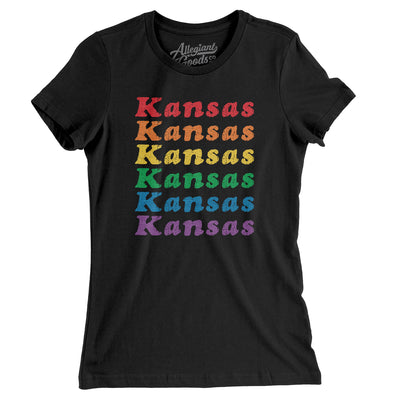 Kansas Pride Women's T-Shirt-Black-Allegiant Goods Co. Vintage Sports Apparel