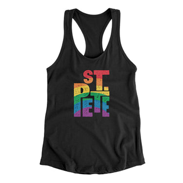 St. Petersburg Florida Pride Women's Racerback Tank-Black-Allegiant Goods Co. Vintage Sports Apparel