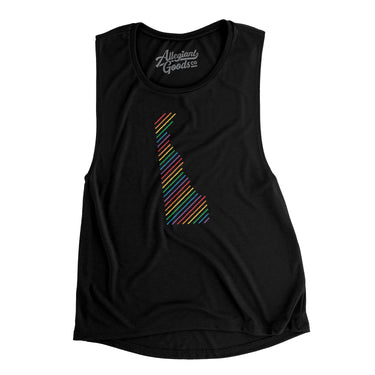 Delaware Pride State Flowey Scoopneck Muscle Tank-Allegiant Goods Co. Vintage Sports Apparel