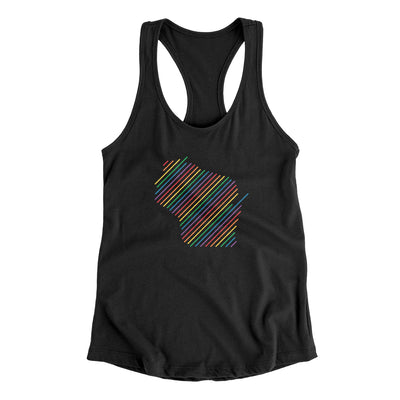 Wisconsin Pride State Women's Racerback Tank-Black-Allegiant Goods Co. Vintage Sports Apparel