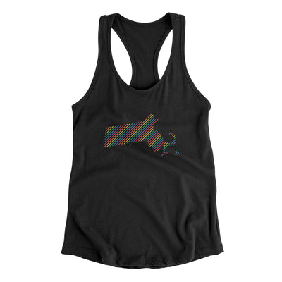 Massachusetts Pride State Women's Racerback Tank-Black-Allegiant Goods Co. Vintage Sports Apparel