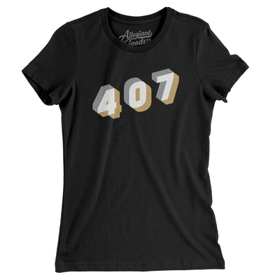 Orlando 407 Area Code Women's T-Shirt-Black-Allegiant Goods Co. Vintage Sports Apparel