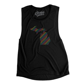 Michigan Pride State Flowey Scoopneck Muscle Tank-Allegiant Goods Co. Vintage Sports Apparel