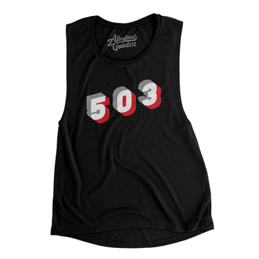 Portland 503 Area Code Women's Flowey Scoopneck Muscle Tank-Allegiant Goods Co. Vintage Sports Apparel