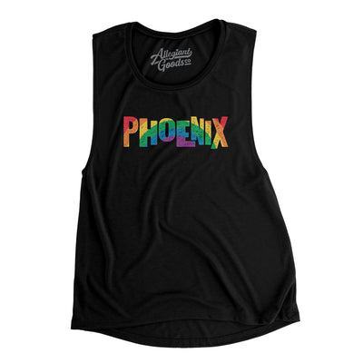 Phoenix Arizona Pride Women's Flowey Scoopneck Muscle Tank-Black-Allegiant Goods Co. Vintage Sports Apparel