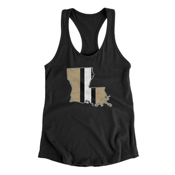 Louisiana Helmet Stripes Women's Racerback Tank-Black-Allegiant Goods Co. Vintage Sports Apparel