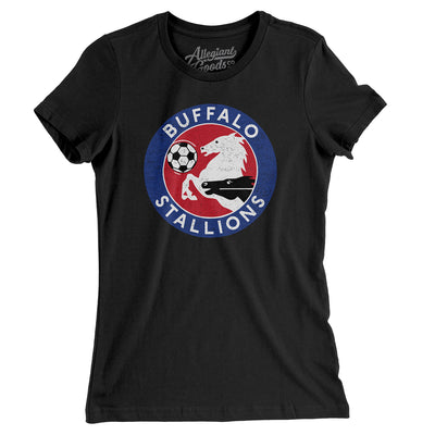 Buffalo Stallions Soccer Women's T-Shirt-Black-Allegiant Goods Co. Vintage Sports Apparel