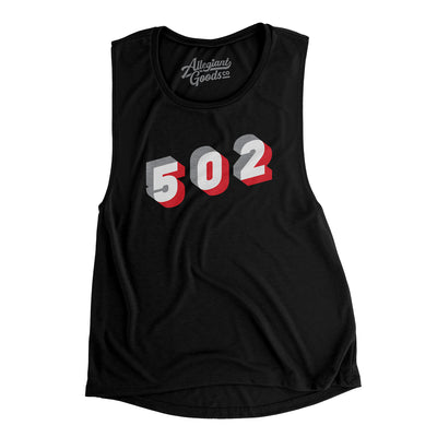 Louisville 502 Area Code Women's Flowey Scoopneck Muscle Tank-Black-Allegiant Goods Co. Vintage Sports Apparel
