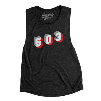 Portland 503 Area Code Women's Flowey Scoopneck Muscle Tank-Allegiant Goods Co. Vintage Sports Apparel