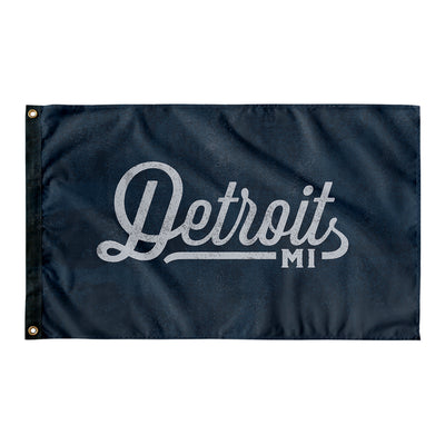 Detroit Michigan Wall Flag (Blue & Grey)-Wall Flag - 36"x60"-Allegiant Goods Co. Vintage Sports Apparel